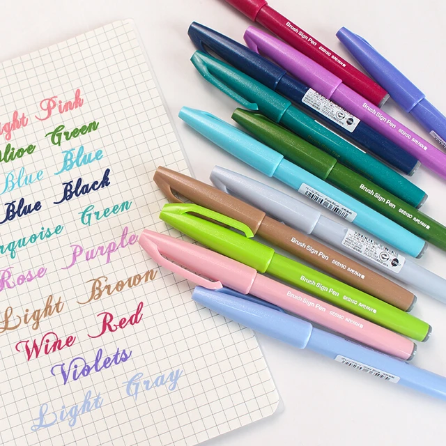 PASTEL COLORS] Pentel Fude Touch Brush Sign Pen