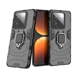 Shockproof Armor Protective Case with Magnetic Ring Stand for Realme GT7 Pro (Black)
