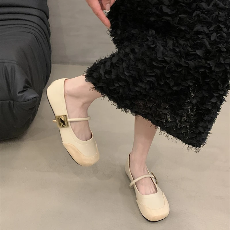 Spring Designer Vintage Women Mary Jane Shoes Fashion Shallow Buckle Female Street Style Soft Sole Flats Shoes 5