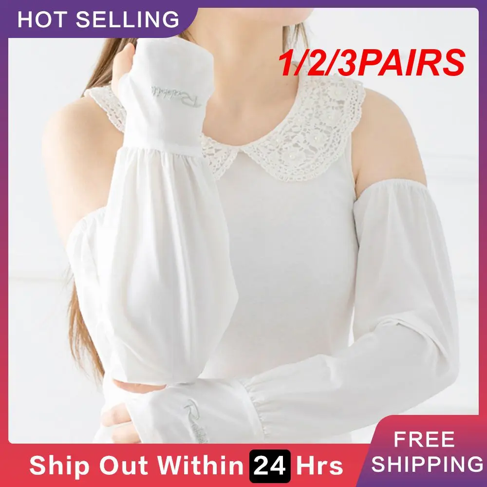 

1/2/3PAIRS Ice Silk Cover Breathable Sunscreen Sleeve Arm Compression Sleeve Clothing Accessories Uv Protection