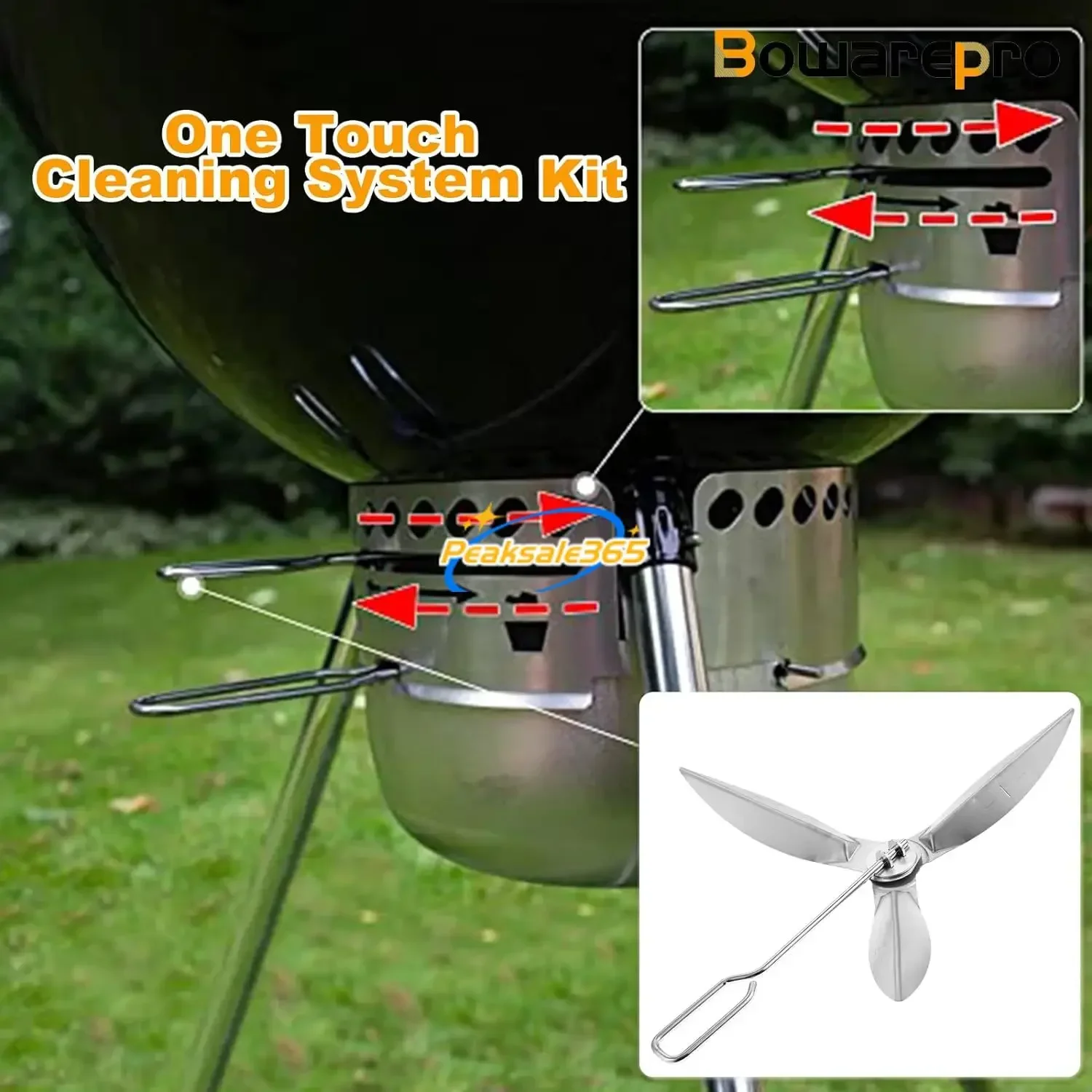 Grills One Touch Cleaning System Kit 18-1/2-Inch 47 cm for Weber 90992 3618 7443 307443 307408 90719 Charcoal Grill/Kettle 7444 grill ignition system
