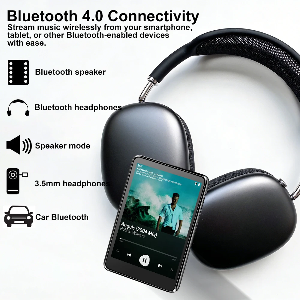 5MP 카메라, 안드로이드 10, MP3 플레이어, 2.83인치 IPS 화면, 구글 플레이 스토어, WiFi/블루투스, 256GB 확장 가능, 비디오 녹화 지원