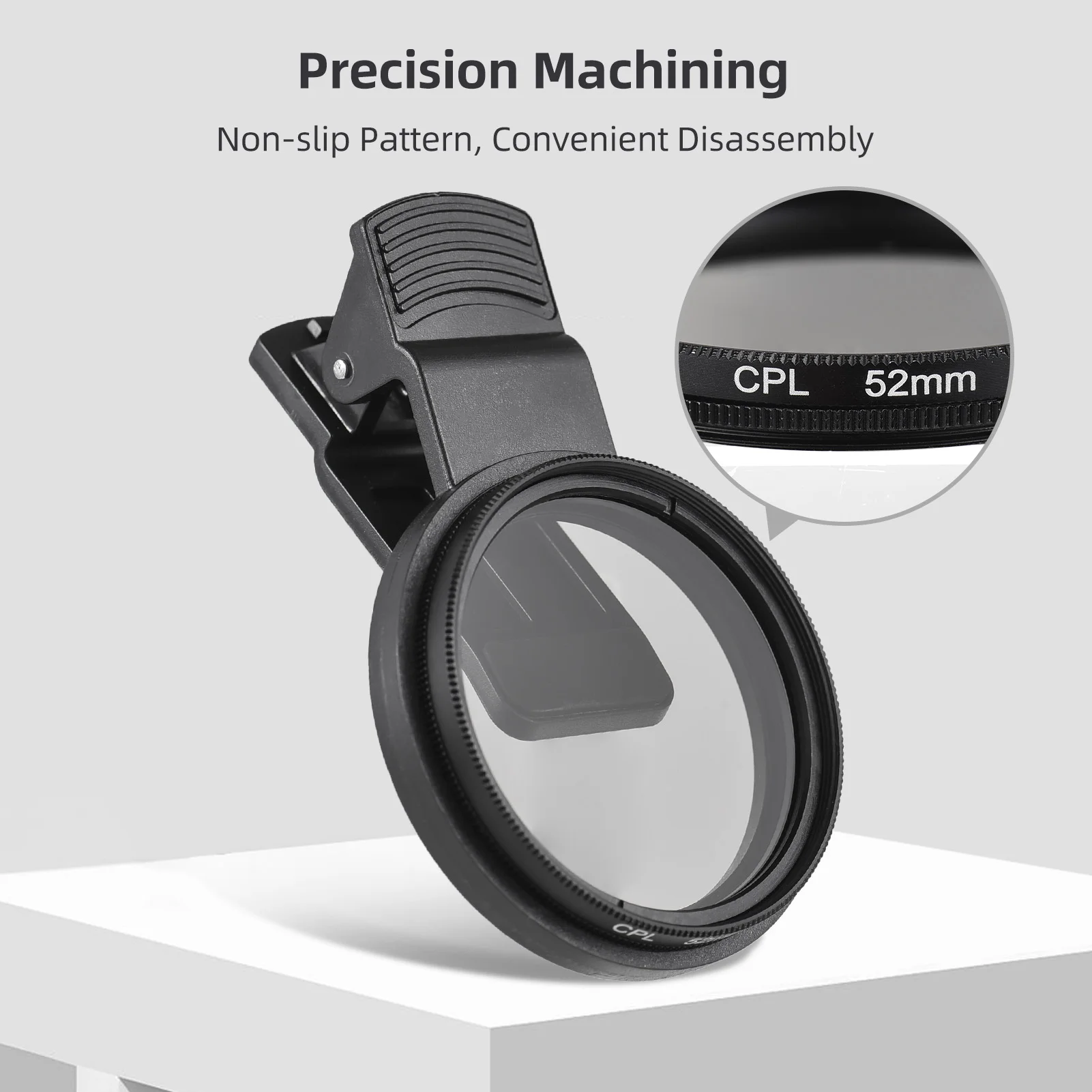 52mm CPL Filter Phone Camera Lens Clip-on Polarizer Filter Lens Clip for iPhone 15/14/13/12/11 Smartphones for Canon Nikon DSLR camera lens filter