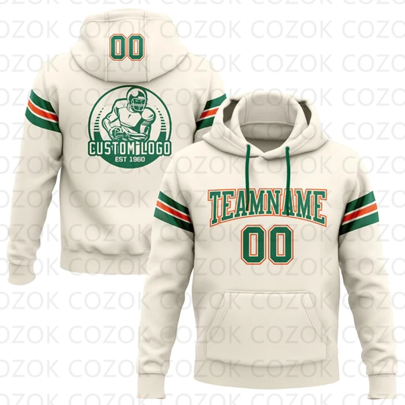 Customized Hoodie Cream Orange Colour Jersey 3D Printed  Unisex Pullovers Hoodie Casual Sweatshirts