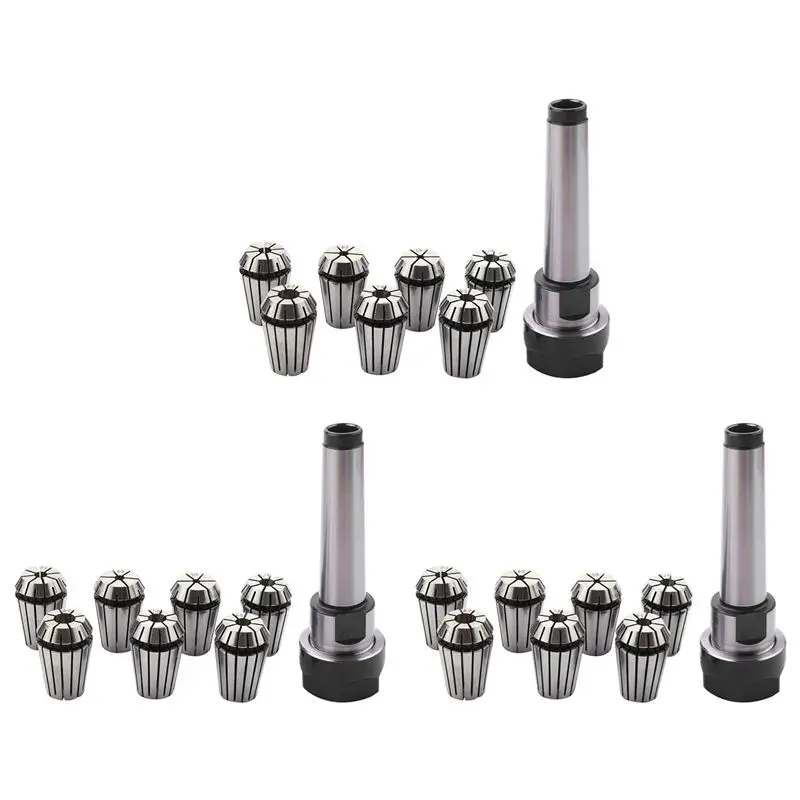 AFOURT-3Set MT2 ER20 M10 MTB2 Spannzangenfutter Morse2 Konus Werkzeughalter + 7-teilige Federspannzangen CNC Fräsverlängerungsstange