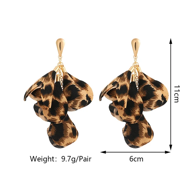 Boho Fashion Elegant Leopard Flower Long Tassel Dangle Earrings For Women Luxury Designer Wedding Party Jewelry Ear Accessories