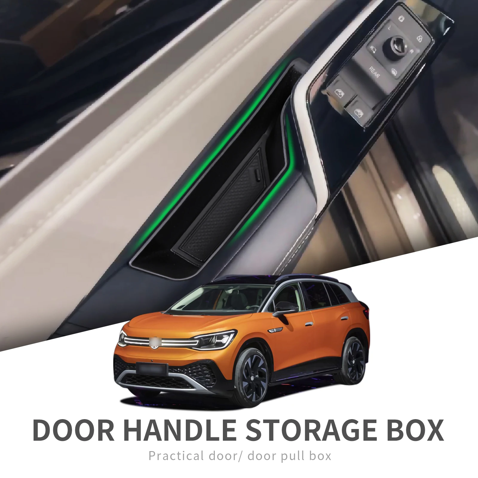 

Smabee for VW ID.6 X Crozz ID6 ID 6 Front Rear Door Handle Storage Box Accessories Car Side Armrest Organizer Container Tray