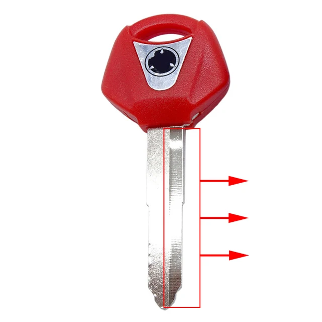 1PC 43mm Fit for YAMAHA YZF XJR1300 FJR1300 MT09 MT07 XJ6 TMax FZ6 FZ8 R3 R1 R6 Motorcycle Uncut Blade Blank Key Embryo Red right