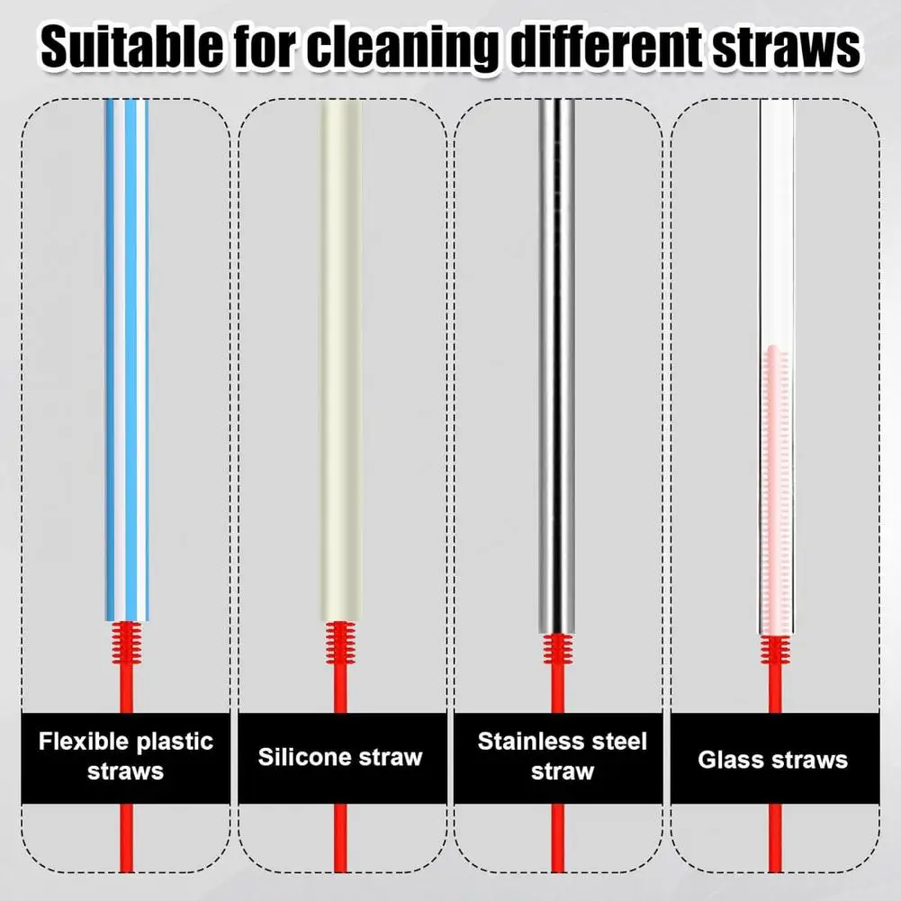 Children Cup Straw Cleaner Set of 2 Silicone Straw Brushes Food Grade Bpa Free Portable Reusable Bendable Extra Long for Straws 3