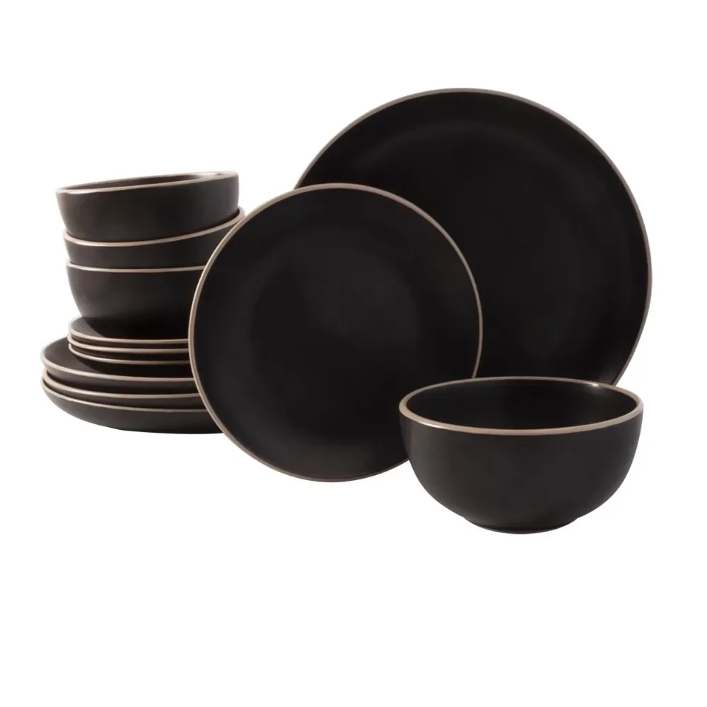 

Matte Black 12-Piece Dinnerware SetThe Classic Coupe Shape Looks Great Under Any Dining Table Arrangement Plate Set Tableware