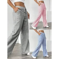 New 2025 Women's Loose Wide Leg Pants Street Fashion Casual Versatile Striped Trousers Comfortable Fit High Waist Pants