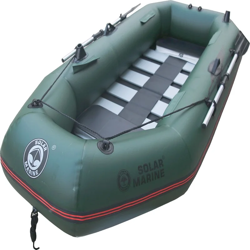 2.6 M PVC Inflatable Boat 3 Person Fishing Kayak Wooden Floor Luxury Yacht  Dinghy Canoe with Accessories for 3/4 Person On Sale