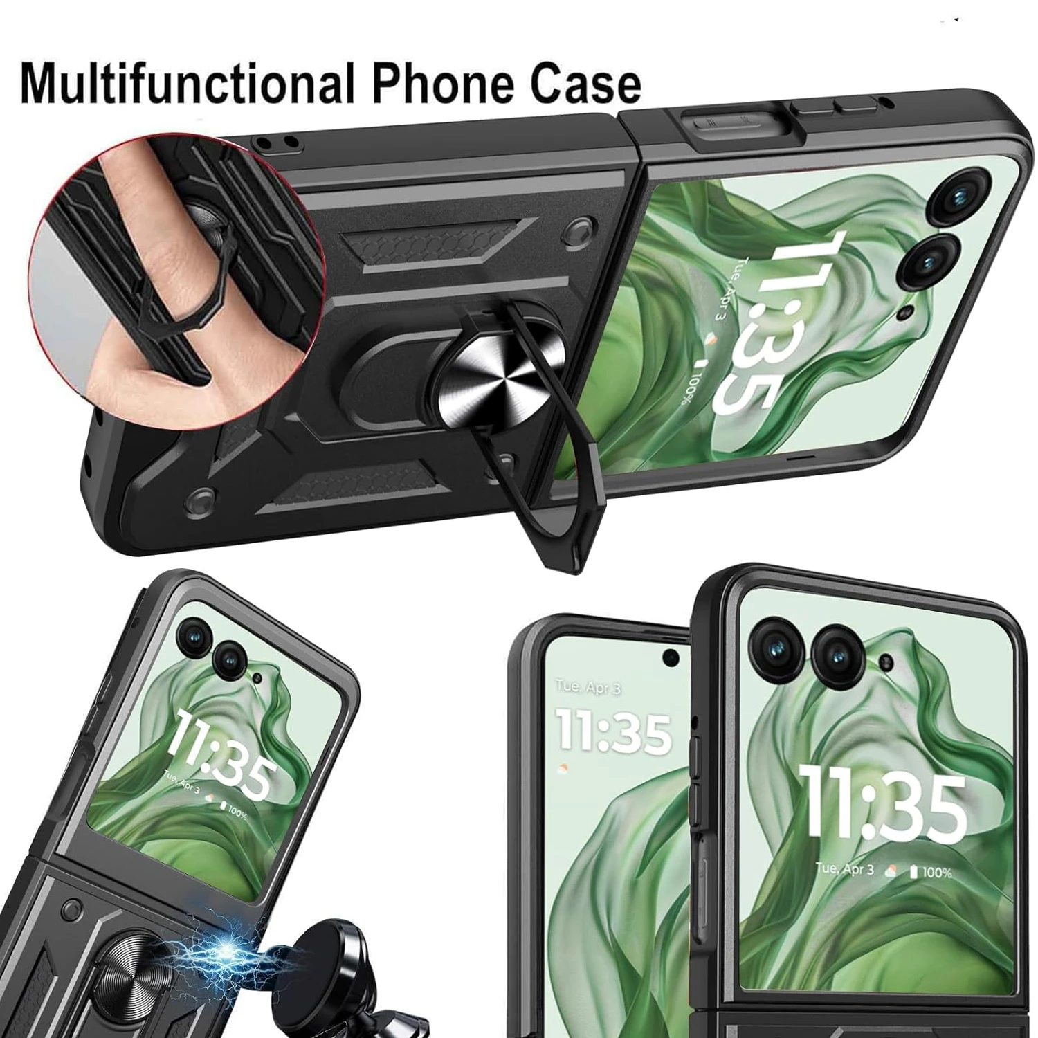 Rugged Military Armor Phone Case with Ring Stand Holder
