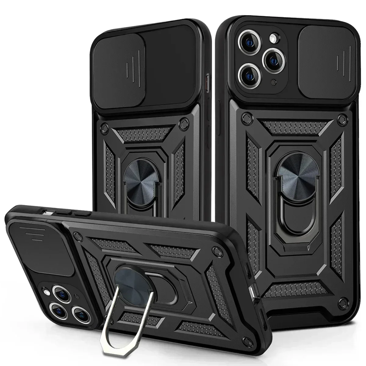 Shockproof Armor Slide Camera Lens Protection Case with Hard Shell