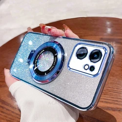 Luxury Glitter Plating Holder Silicone Case - Shockproof Protective Stand Cover for Reno13 F 4G (SFCXZJ Sierra blue)