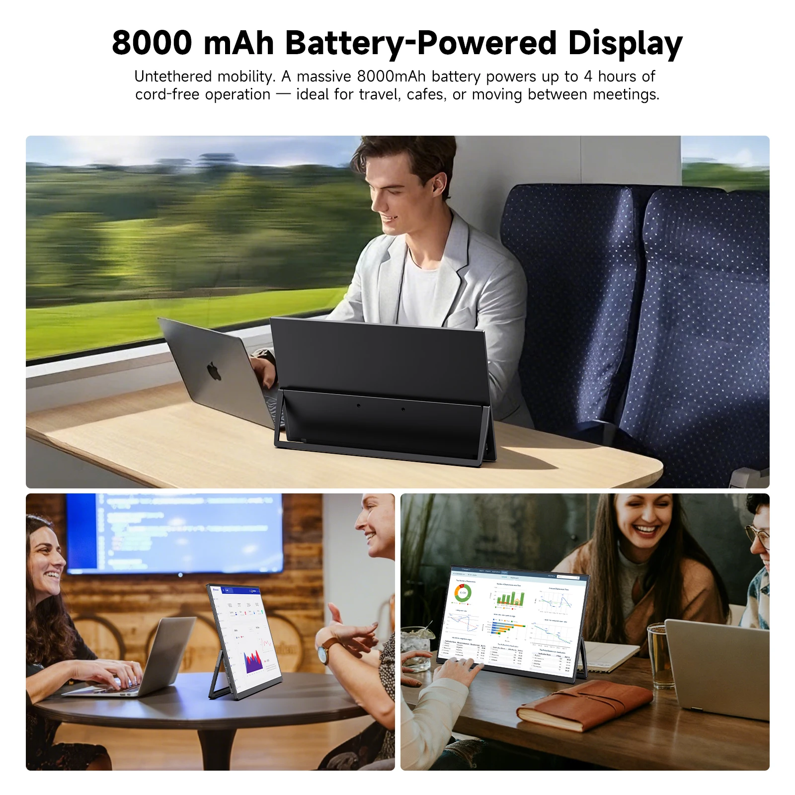 EVICIV 15.6인치 1080P IPS 무선 휴대용 모니터 8000mAh 배터리 지원 미러 캐스트 DLNA USB-C HDMI (휴대폰, 노트북, Xbox, PC용)