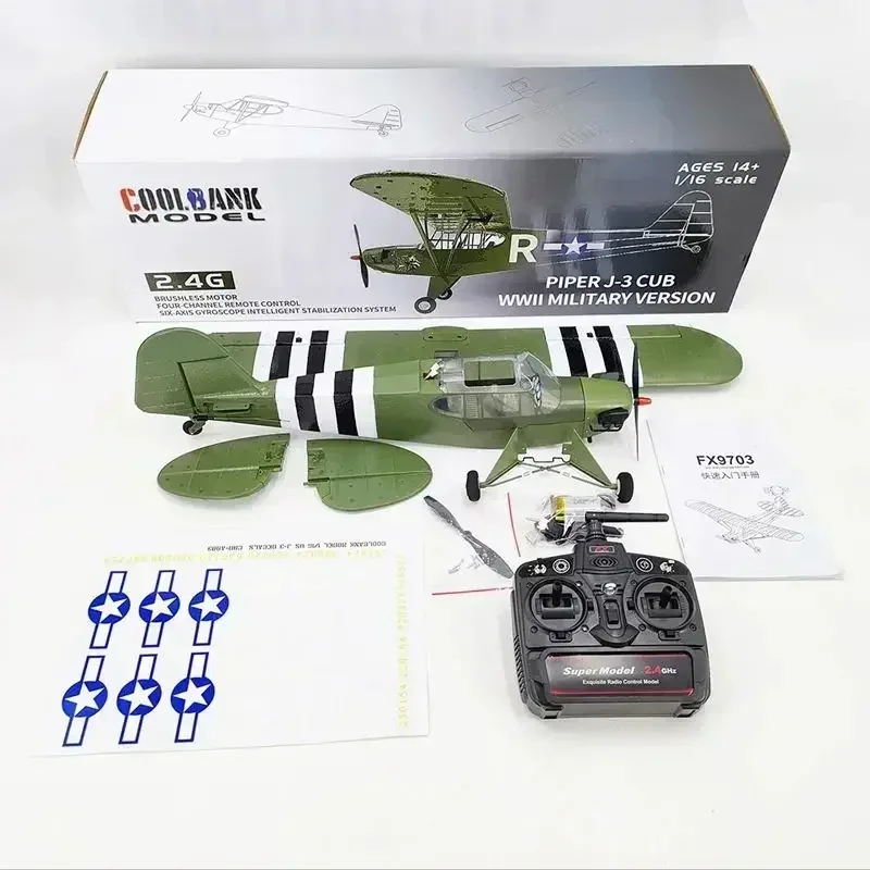 

1/16 Kobingke Fx9703 World War Ii Remote Control Model J3 Brushless 4-way Six-axis 3d Fixed Wing Aircraft Model Outdoor Toy