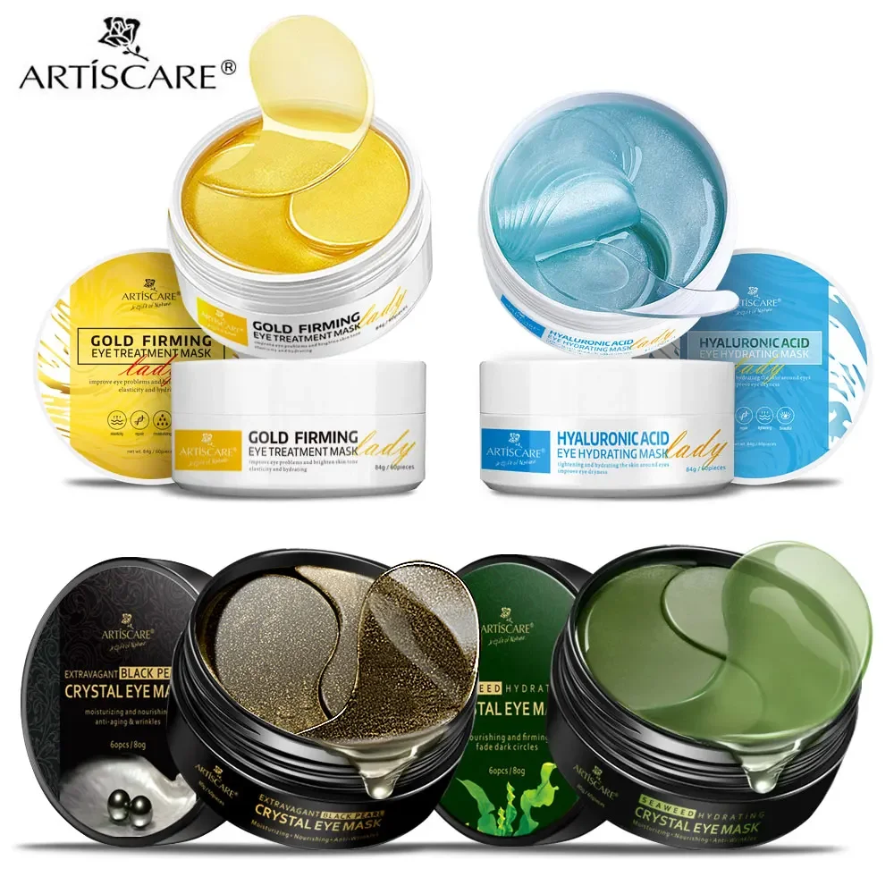 ARTISCARE Eye Mask Hyaluronic Acid & Gold & Seaweed Black Pearl Eye Patchs 60pcs For Dark Circles Moisturizing Care eye patch