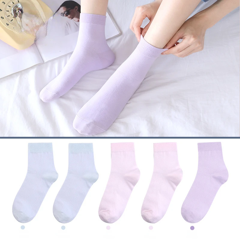 Harajuku Breathable Sport Socks Women Solid Color Girls Student Comfortable Skateboard Sock Christmas Gifts Cotton White Socks