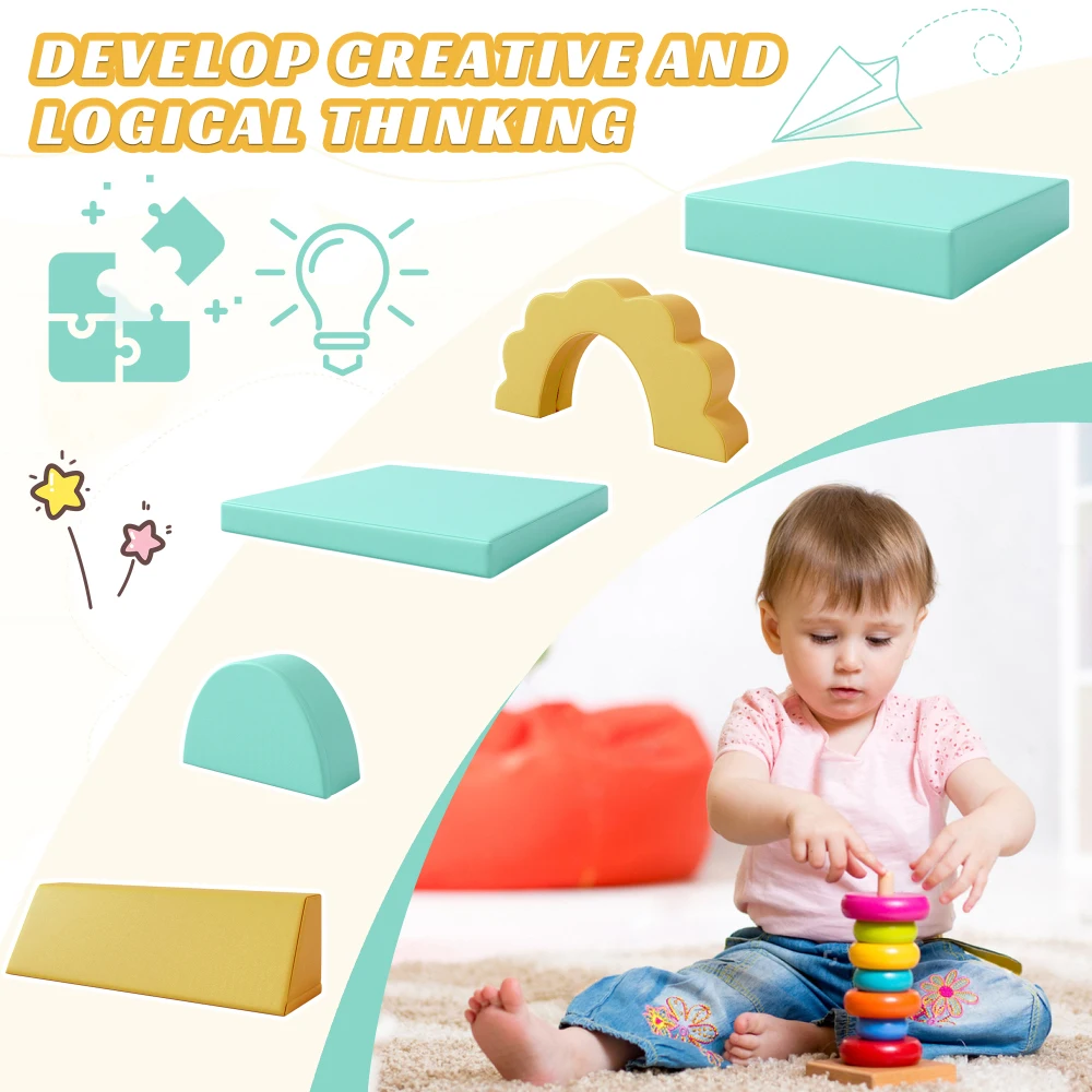 10PCS Kids Couch for Playroom, Baby Climbing and Crawl Foam Play Set, Foam Climbing Blocks Convertible Sofa ,Kids Play Couch 4