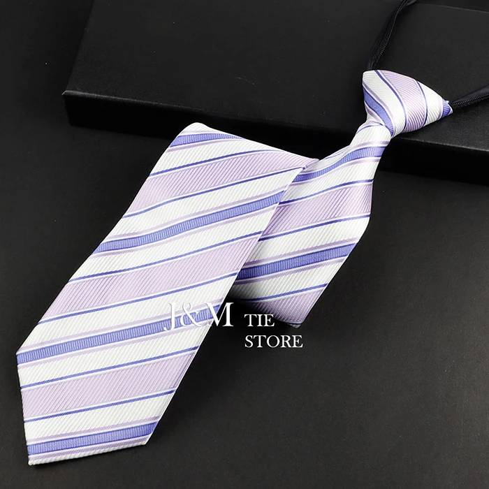 Männer Krawatte Reißverschluss Faule Krawatte Mode Blau Gestreiften 8 cm Krawatten Business Für Mann Gravatas Bowtie Herren Hochzeit Hemd Zubehör – Detail 15
