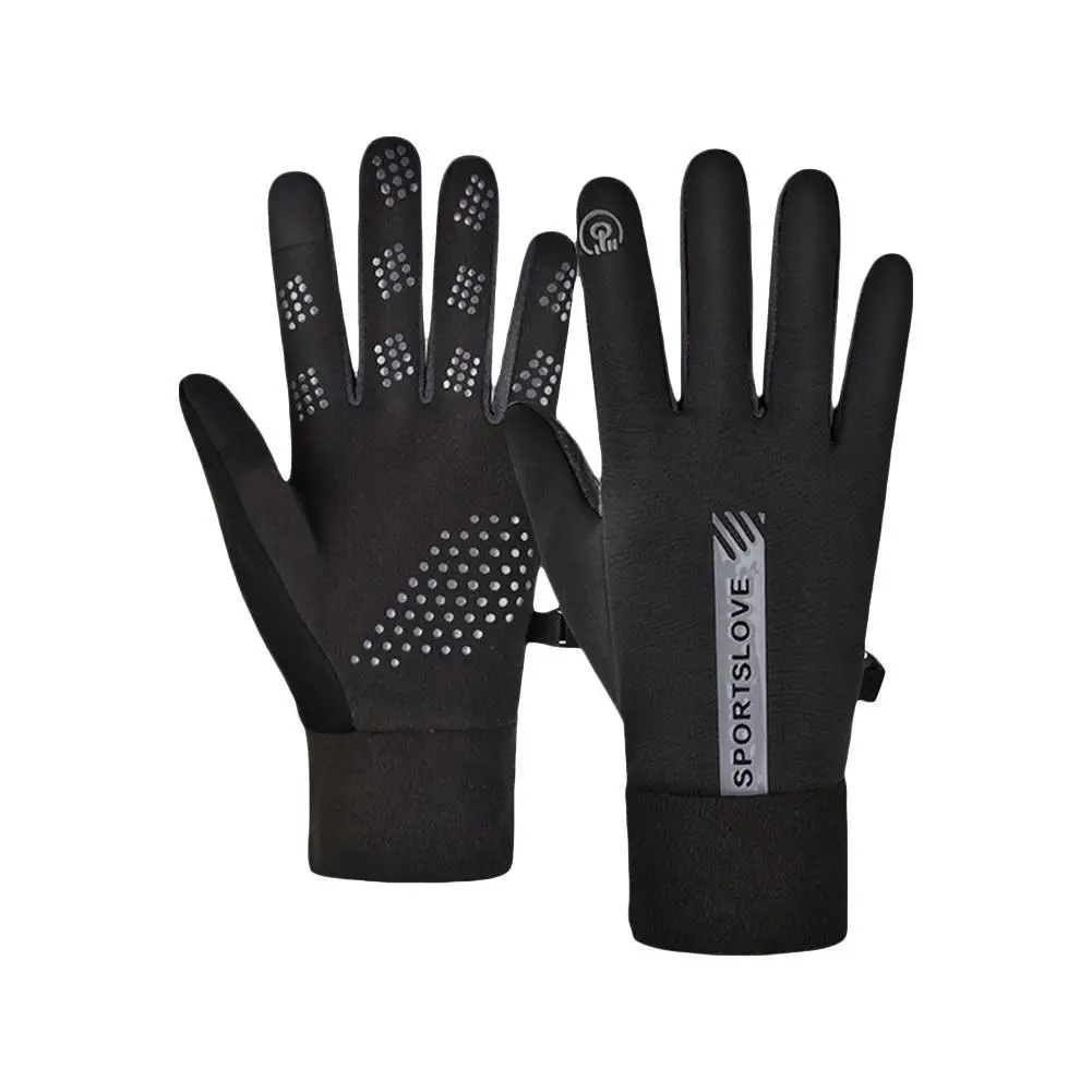 Warm And Waterproof Outdoor Running Touch Screen With Cycling Gloves Warm Up In Winter Non Slip Plush All Finger Gloves