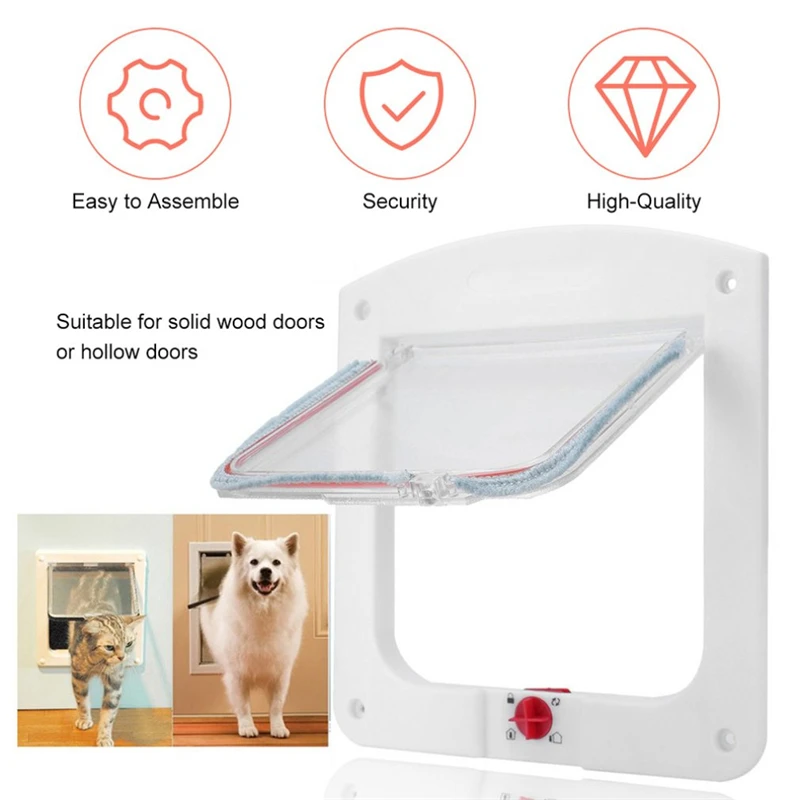 Pet Door Safe Lockable Magnetic Screen Outdoor Window 4 Way Locking Gate House Enter Freely