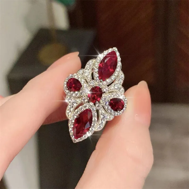 New-Elegant-Fashion-Red-White-Double-Color-AAA-Zircon-Ball-Wedding ...