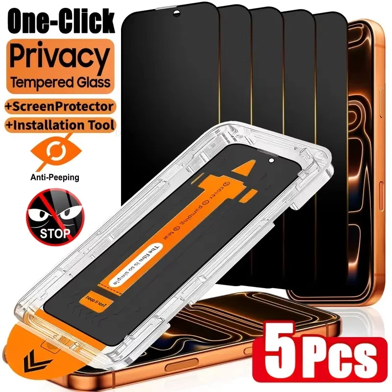 1-5 Pezzi Pellicola Protettiva Anti-Spia per iPhone 18 17 16 15 14 13 12 11 Pro Max XS XR Air 7 8 Plus 16e, Installazione con Un Clic, in Vetro