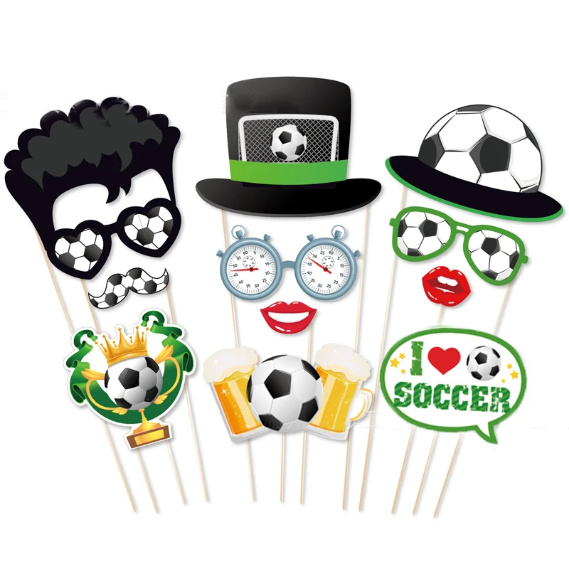 25pcs Soccer Sports Photobooth Props Soccer Shooting Party Theme Birthday Photo Props Supplies Boys