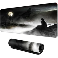 Night Moonlight Samurai large size cool mouse pad 900x400 non-slip esports desk mat game player mouse pad desktop accessories ﻿ 1