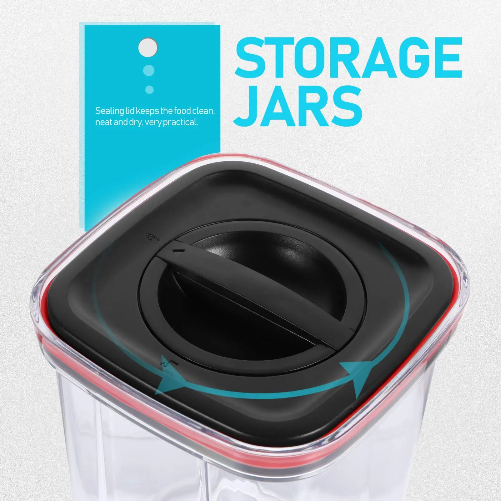 Transparent Sealed Jar Spice Bulk Cereals Organizer for Kitchen Airtight Seal Dry Food Storage with Lid Stackable Clear Canister 5