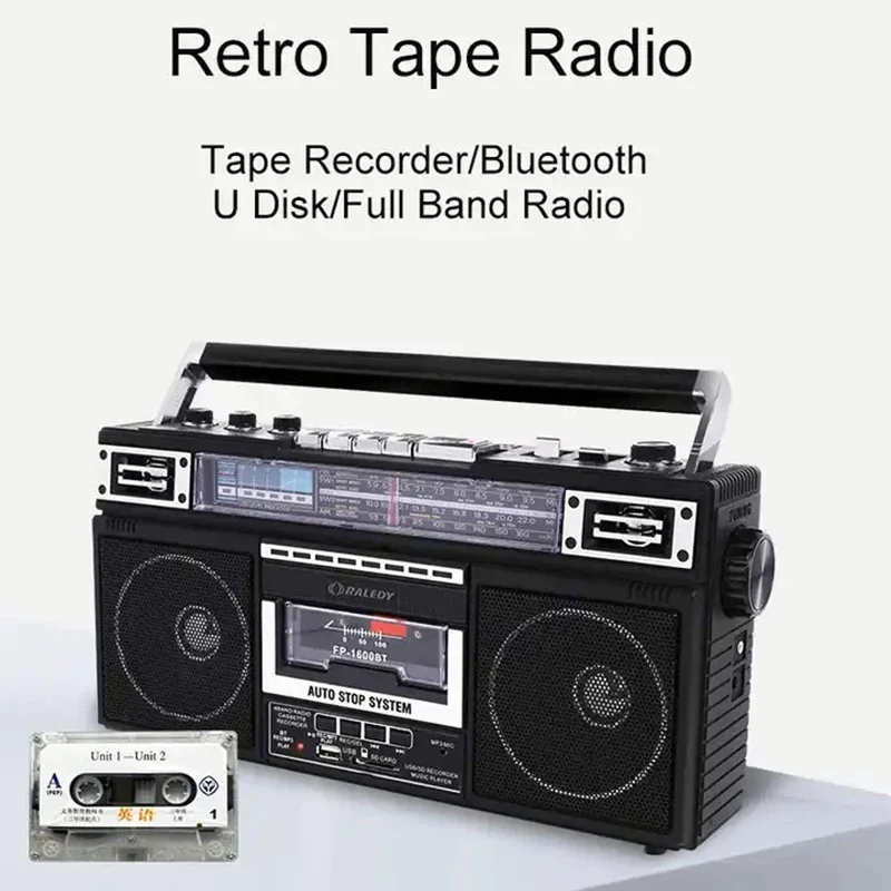 Raledy-レトロなラジカセカセットプレーヤー、ポータブル