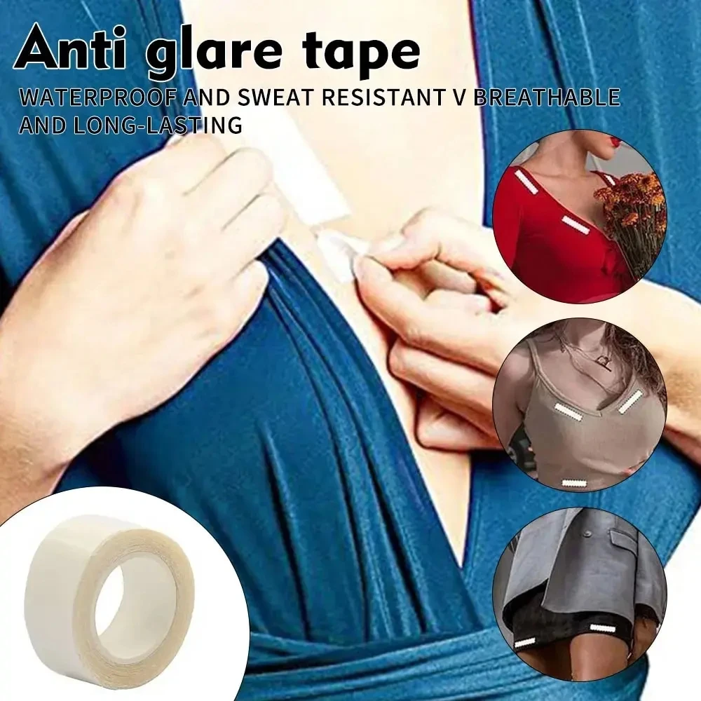 Transparent Double-Sided Waterproof Body Tape - 5 Meters, Anti-Reflective Skin Adhesive