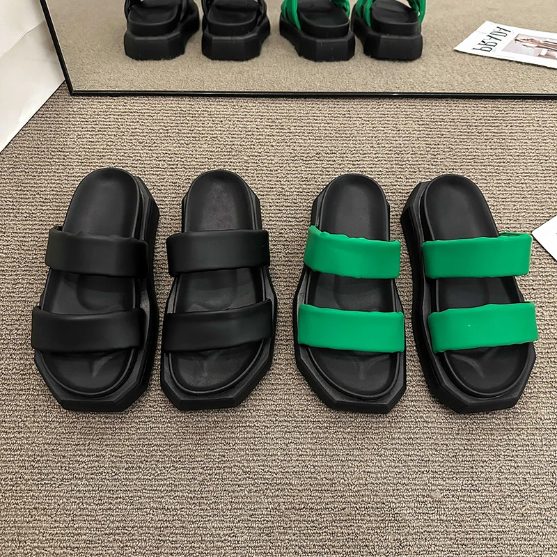 

Summer Casual Beach Shoes Flats Platform Women Slippers Thick Fashion Sandals 2023 Summer New Slingback Slides Women Flip-flops