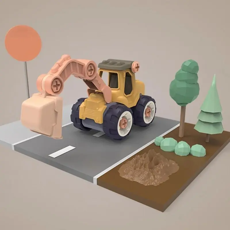 DIY Construction Truck Engineering Toys with Tools Educational Assembly Excavator Gift (Screwdriver Included)