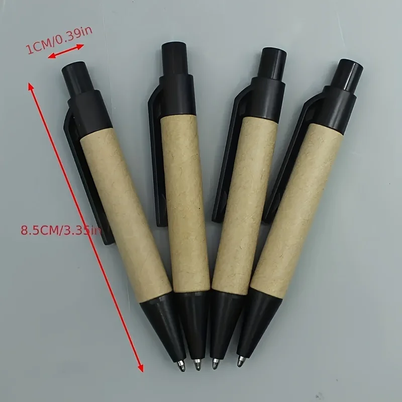 Set of 10 Eco-Friendly Recycled Paper Ballpoint Pens with Black Ink for Office and School Supplies