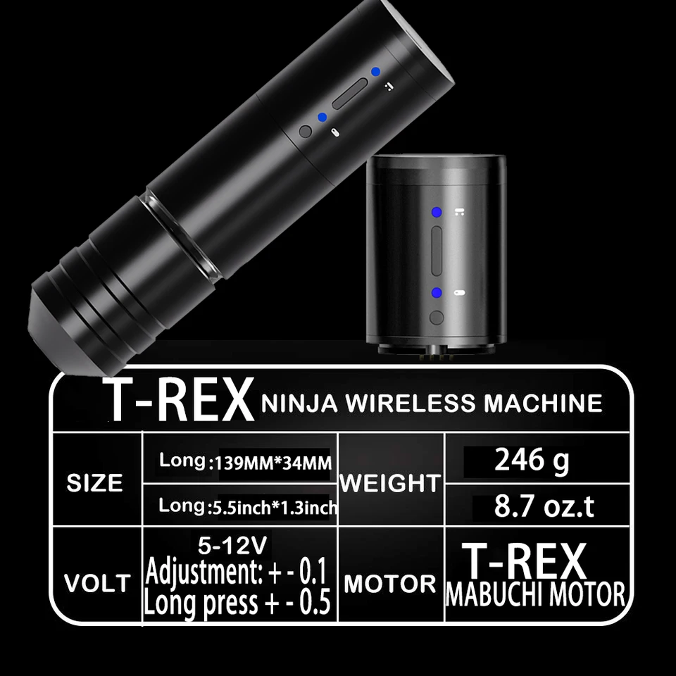T-REX NINJA RS Portable Wireless Tattoo Machine Pen Battery