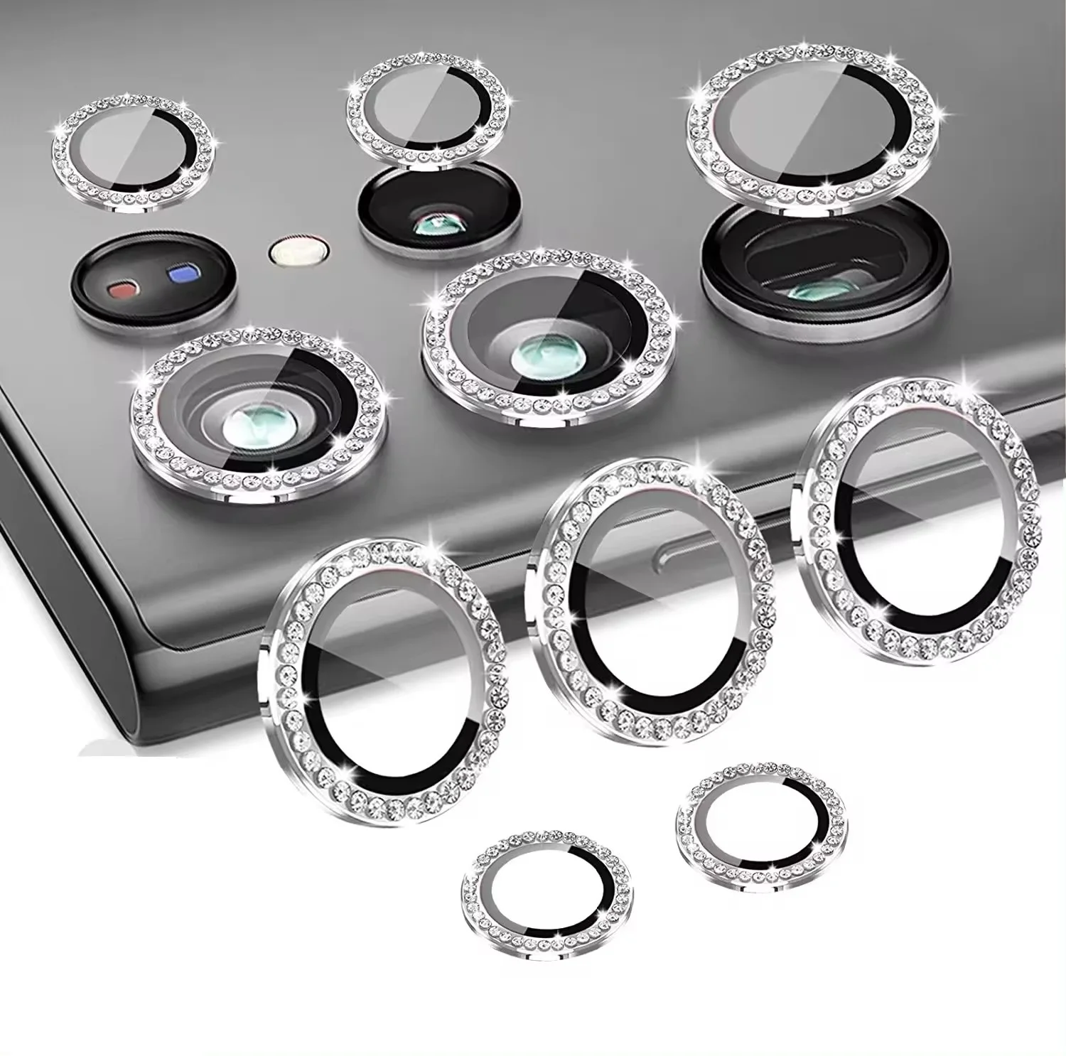 Bling 3D Diamant Metall Kamera Ring Schutz für Samsung S25 S24 Plus S23 S22 Ultra S 23 25 5G HD gehärtetem Glas Legierung Objektiv Kappe