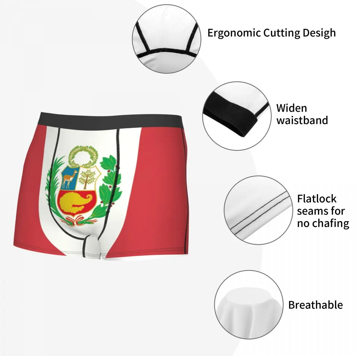 Male Fashion Flag Of Peru, Peruvian Flag Underwear Boxer Briefs Men Stretch Shorts Panties Underpants 5