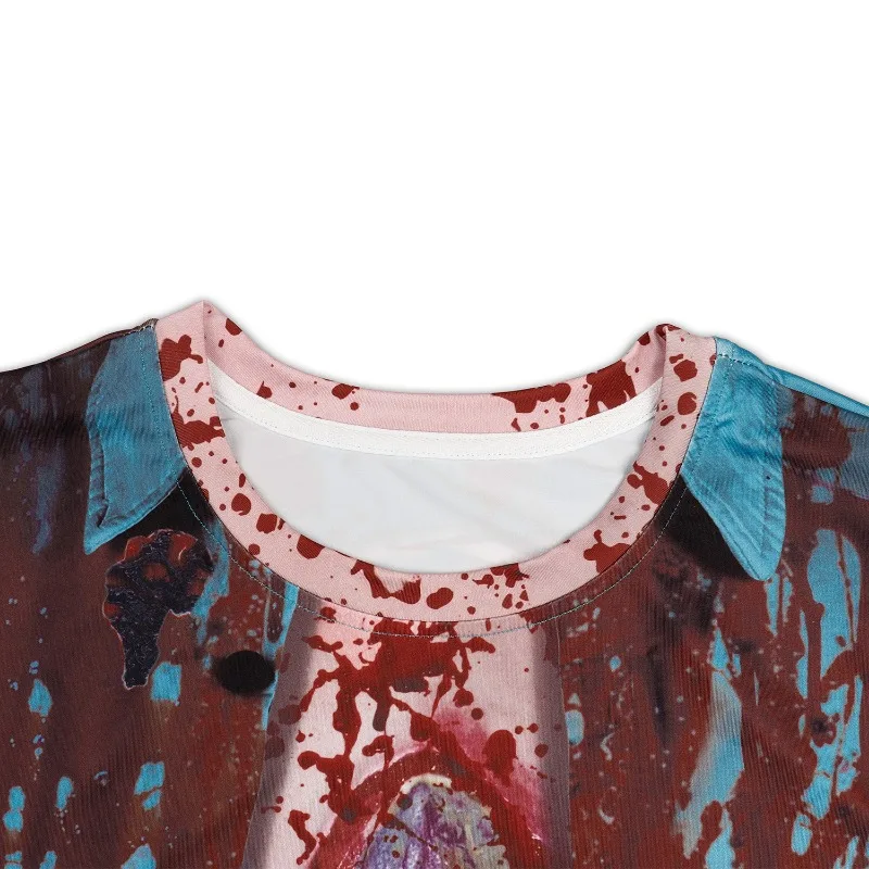 Halloween Costumes Horror Bloody Zombie Vampire Tops Shirt Carnival Adult Men 3D Print Scary Skeleton T Shirt Plus Size