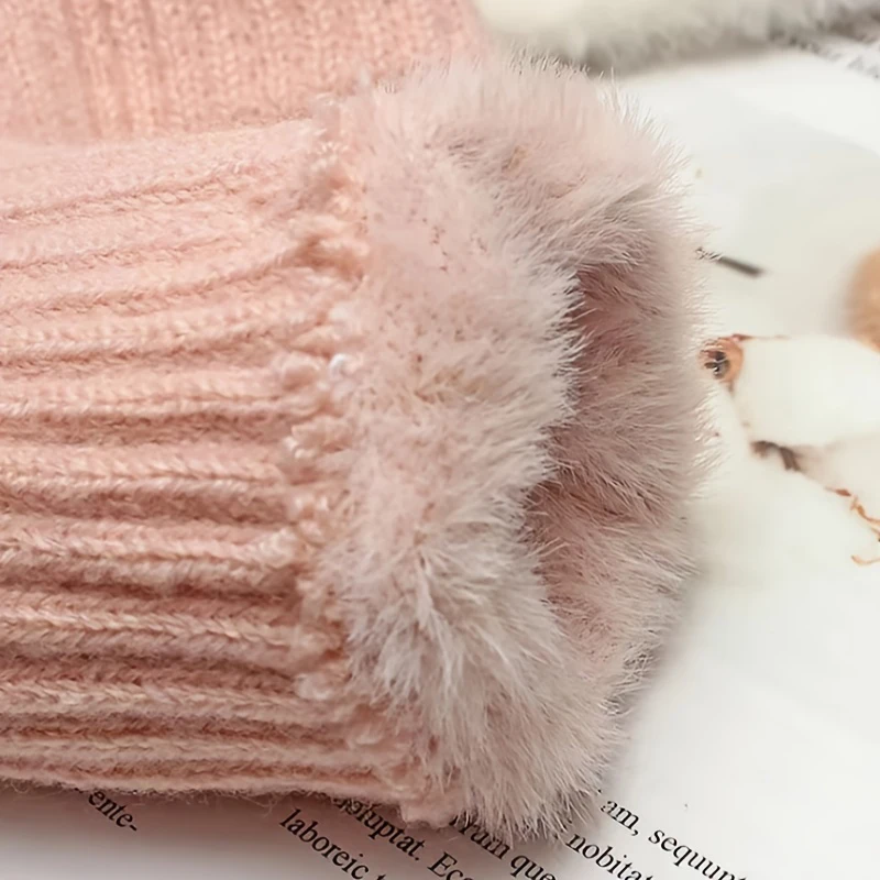 Imitation Mink Fleece Half Finger Gloves For Women Winter Warm Plush Knitted Fingerless Gloves Wrist Mittens Fluffy Work Gloves