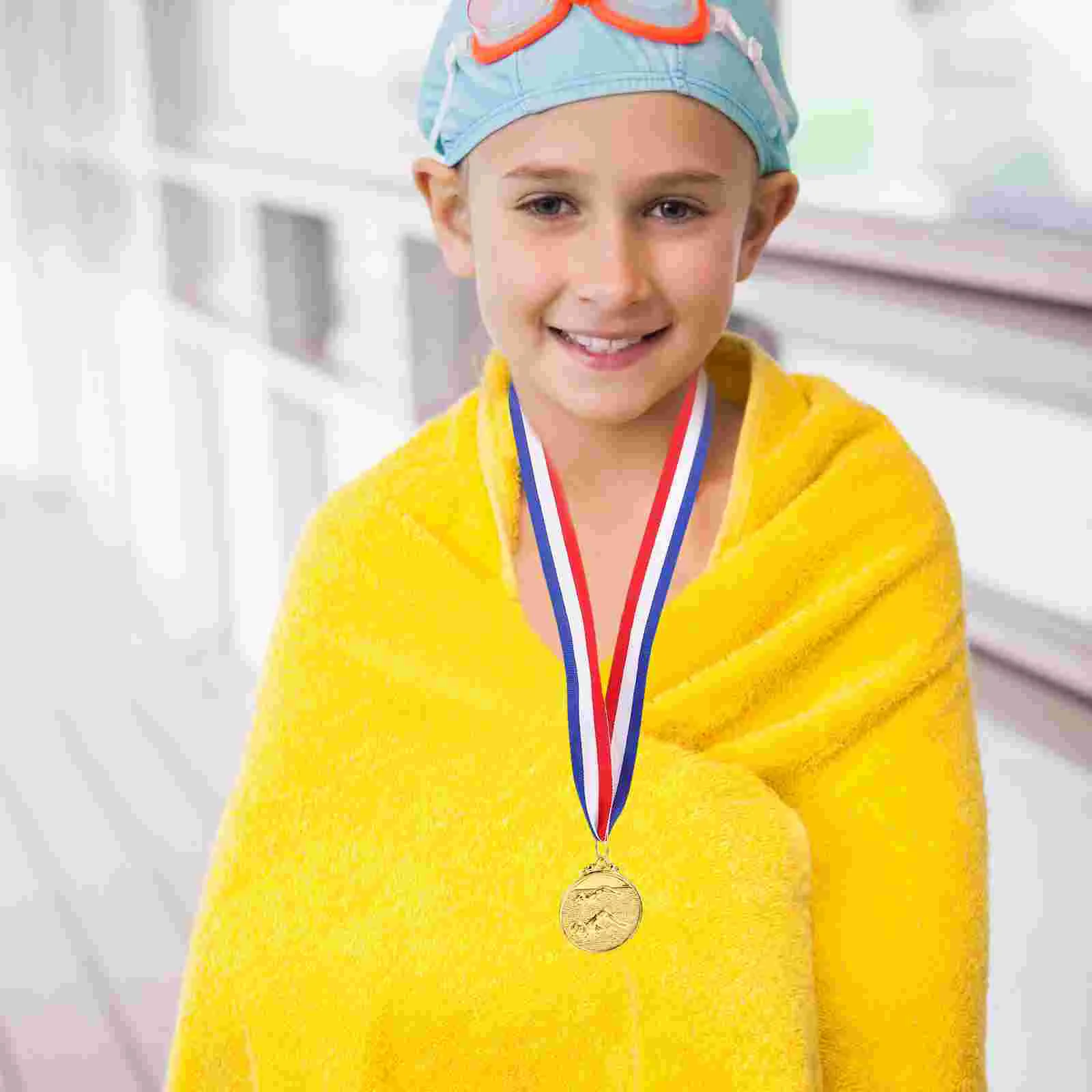 3pcs Gold Silver Bronze Medals With Ribbon Winner Awards For Swimming Competitions School Sports Events And Training Institution