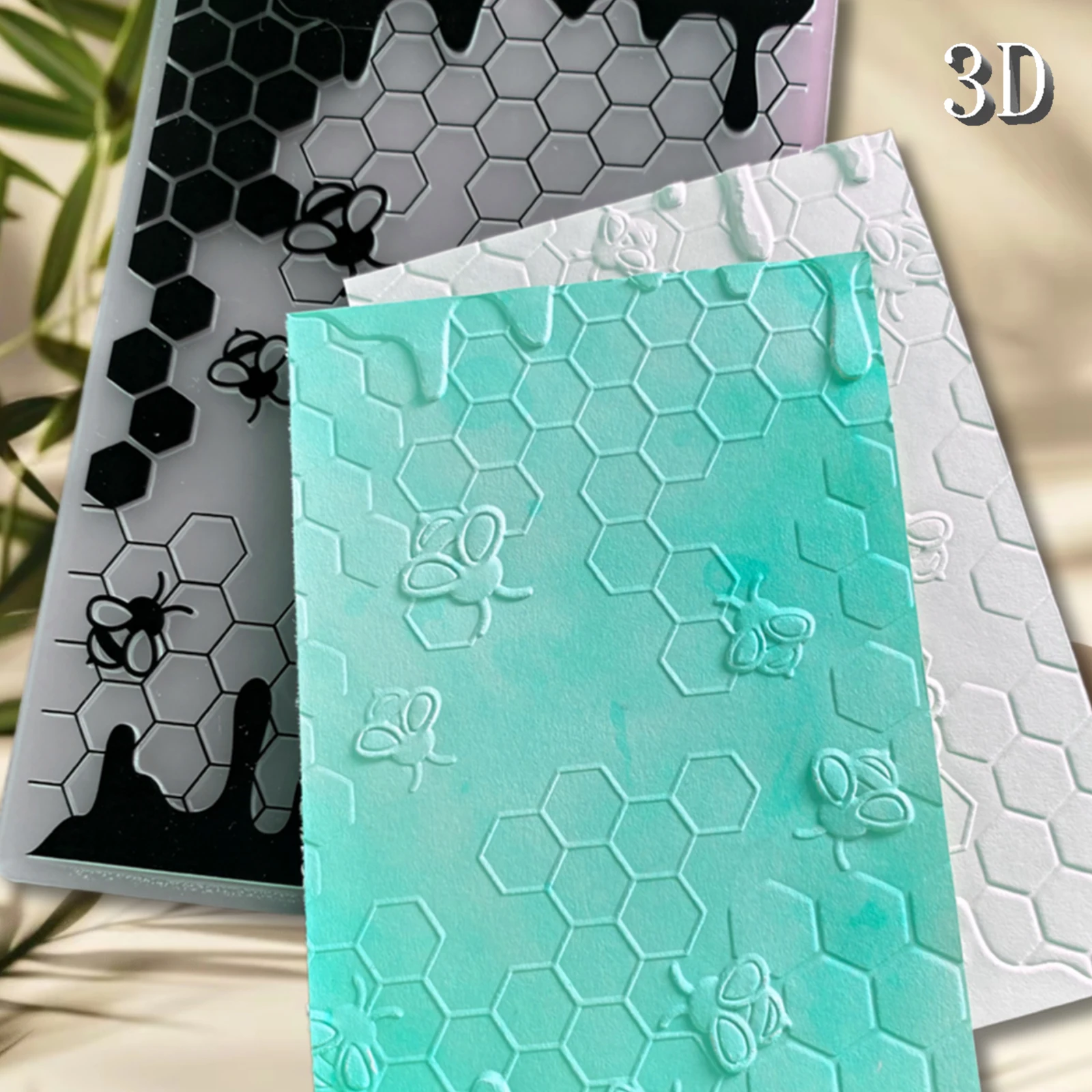 Embossed Honeycomb Design Folder for Business Cards & Scrapbooking - Durable & Easy to Use
