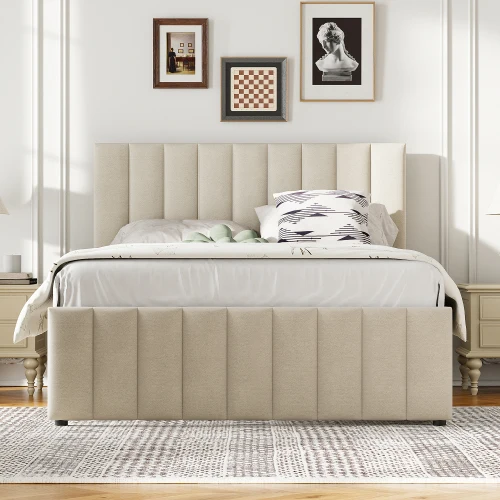 Upholstered Platform Bed with Trundle 2