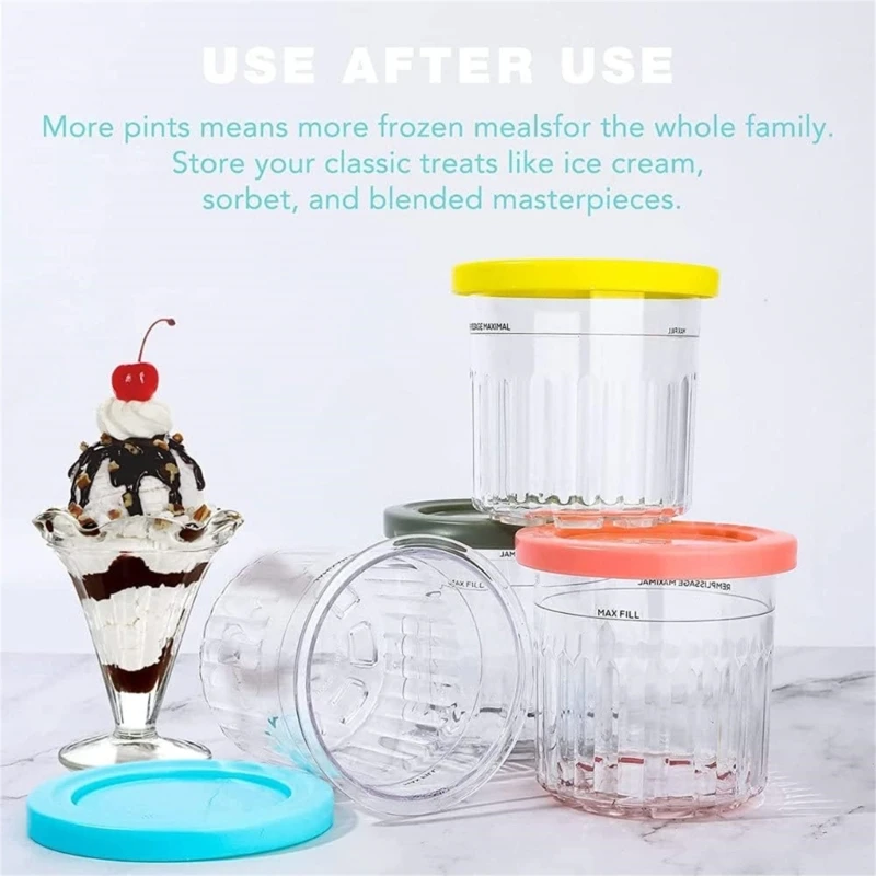  4 Pack Ice Cream Pints and Lids Compatible with Ninja NC501  Series Creami Ice Cream Makers,BPA-Free,Dishwasher Safe,Color Lids: Home &  Kitchen