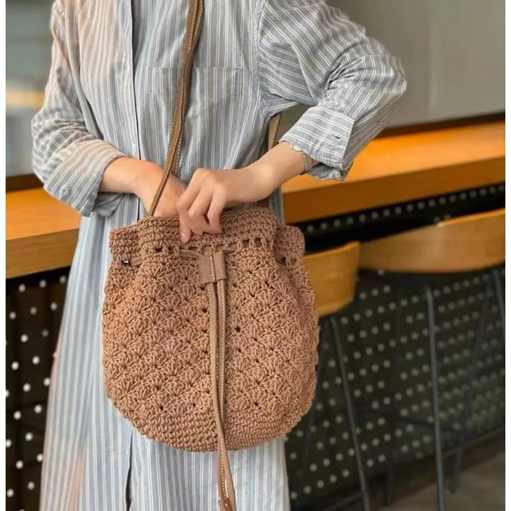 New Fashion Straw Hand Woven Western Style Shoulder Bag Straight Hair_voghion.com