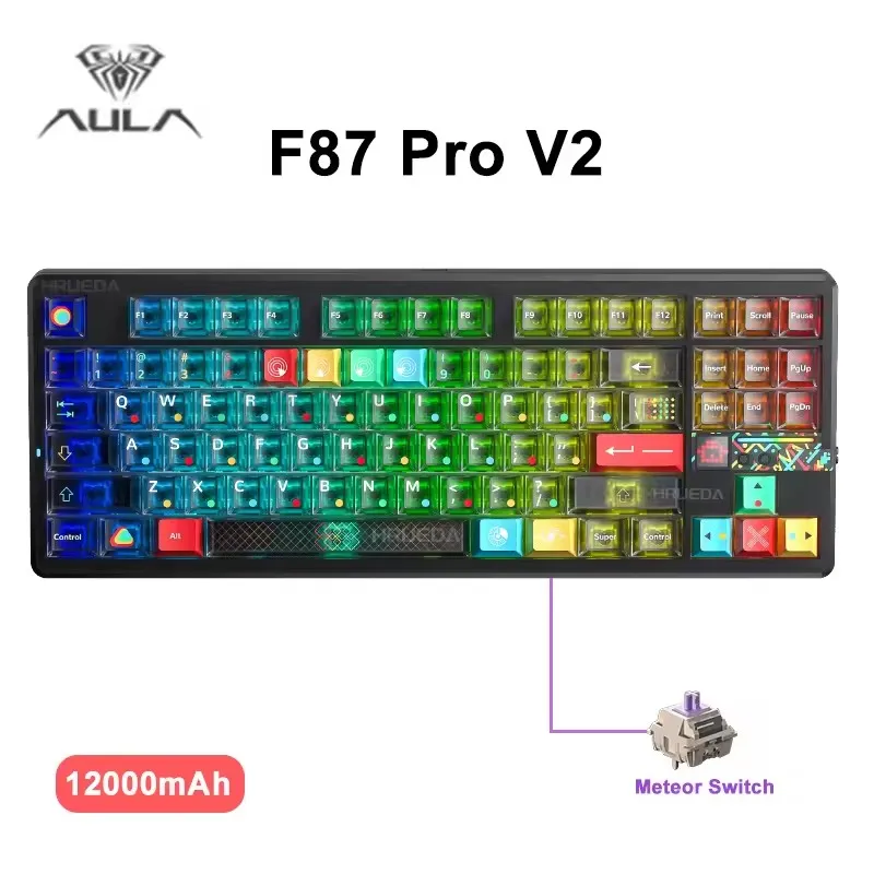 AulaF87PROV2WirelessGamingKeyboard10000mAh,8KPollingSOCD/MT/TGLTri-Mode,Hot-SwapTKLCreamyGasketRGBBacklit-AliExpress
