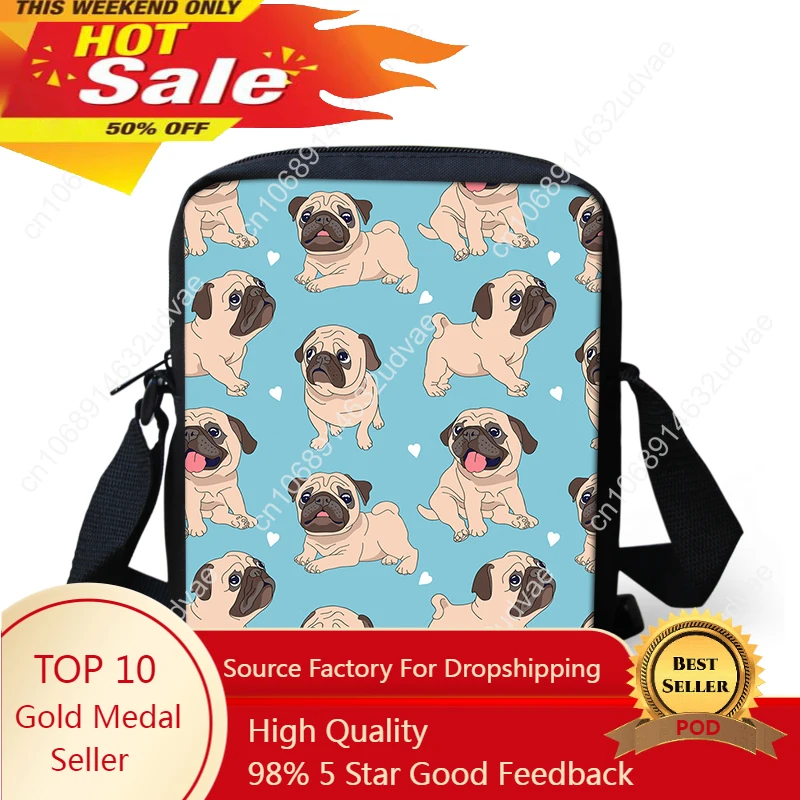 

2021 Fashion Pug Dog Pattern Crossbody Bags Kawaii Girls Mini Messenger Bag Shoulder Bag Women Travel Phone Coin Purses