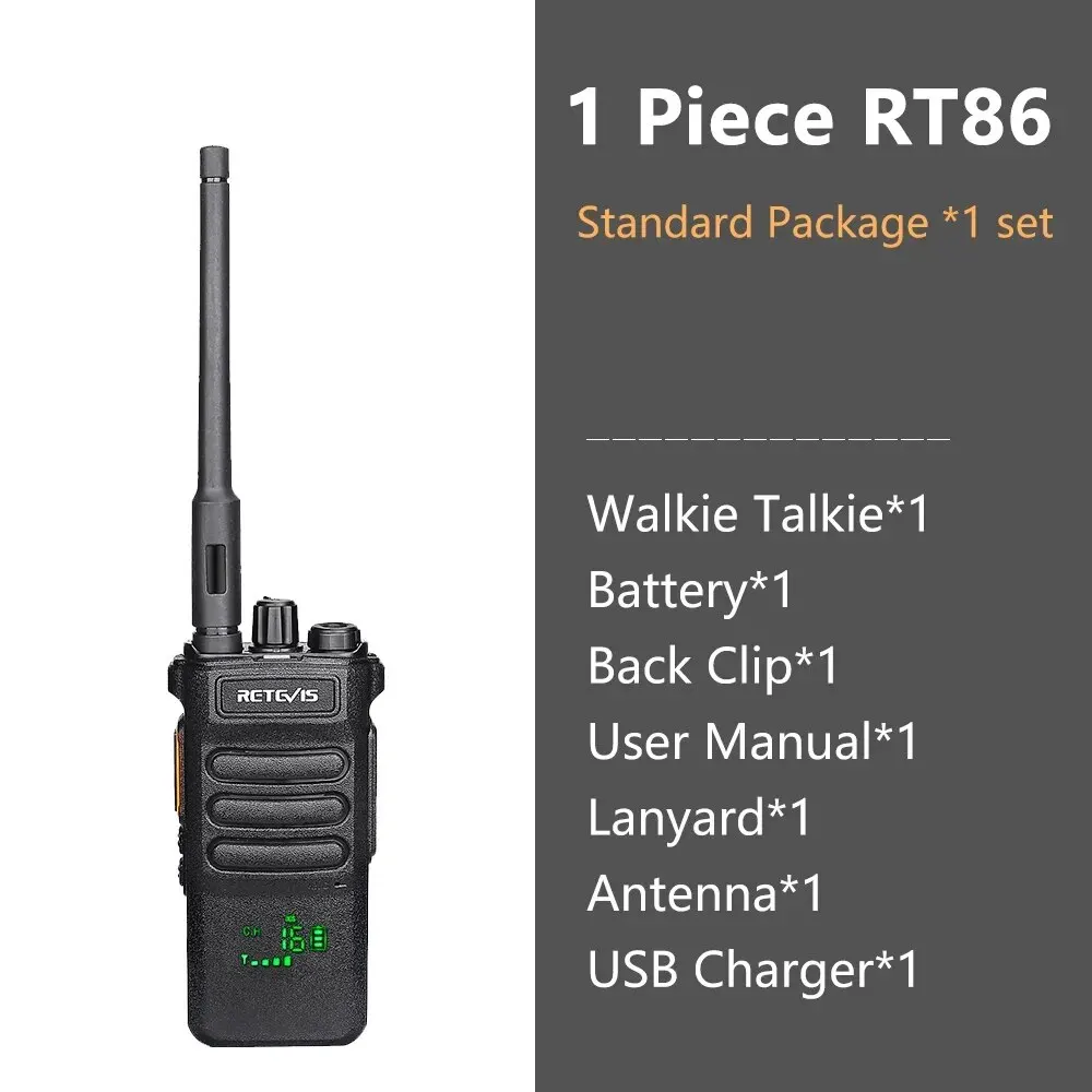 Retevis RT86 Talkie Walkie Professionnel, 2600mAh Charge USB